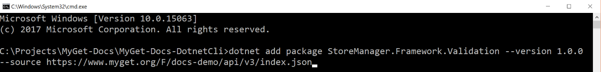 dotnet add command in prompt